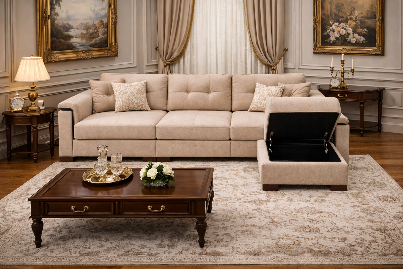 ركنة مودرن ستايل تركي بلون بيج ( متاح تغير الوان )