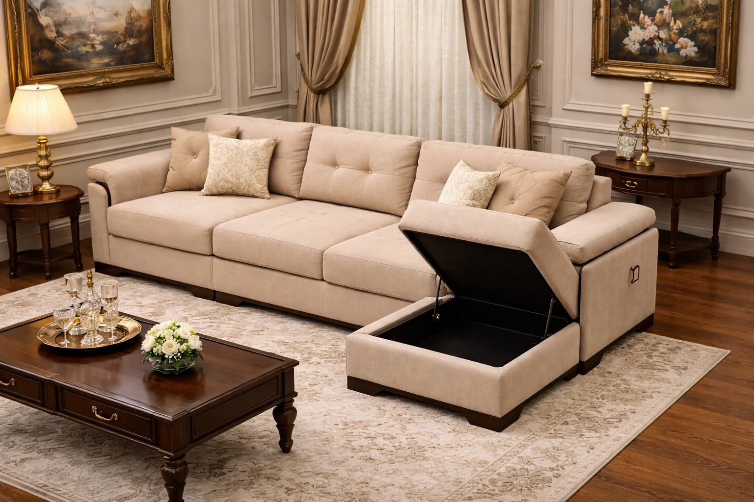 ركنة مودرن ستايل تركي بلون بيج ( متاح تغير الوان )